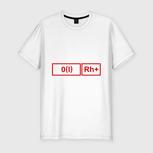 Мужская slim-футболка Группа крови 1, резус + / Белый – фото 1