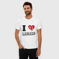 Футболка slim-fit I love music, цвет: белый — фото 2