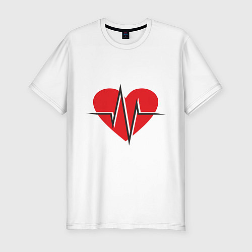 Мужская slim-футболка Пульс сердца / Белый – фото 1