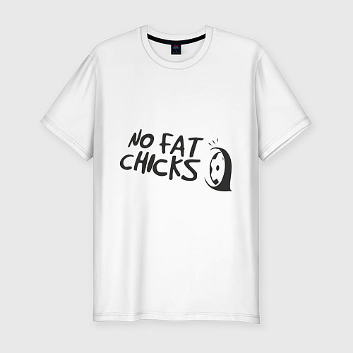 Мужская slim-футболка No fat chics / Белый – фото 1