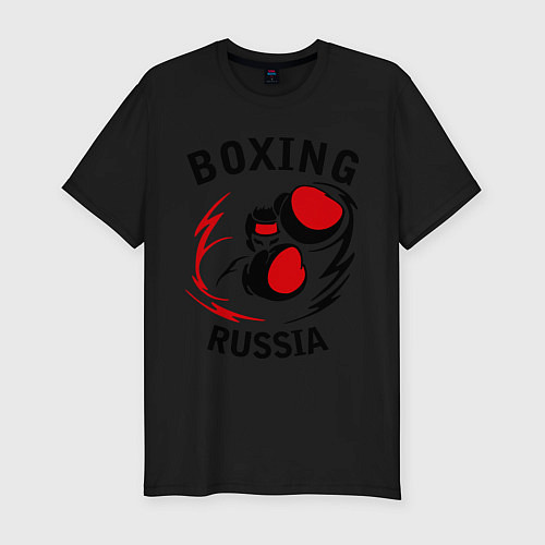 Мужская slim-футболка Boxing Russia Forever / Черный – фото 1