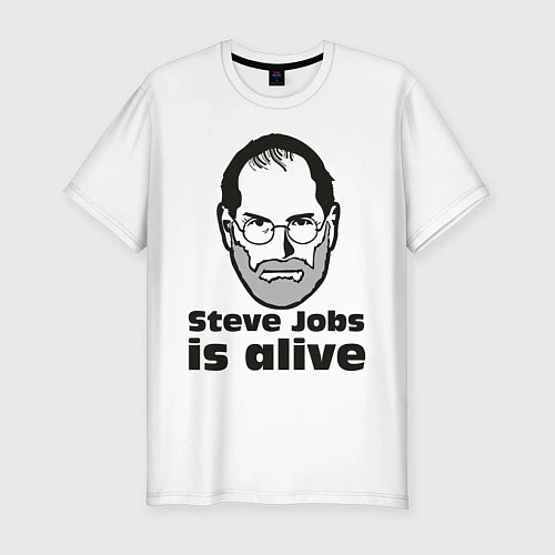 Мужская slim-футболка Jobs is alive / Белый – фото 1