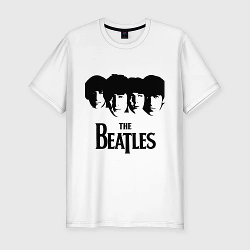 Мужская slim-футболка The Beatles: Faces / Белый – фото 1