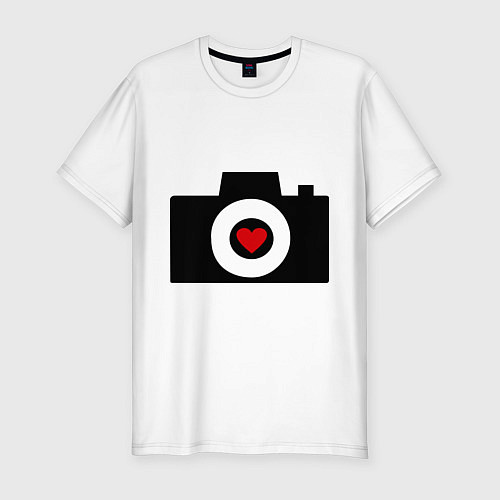 Мужская slim-футболка Фотоаппарат с сердцем / Белый – фото 1