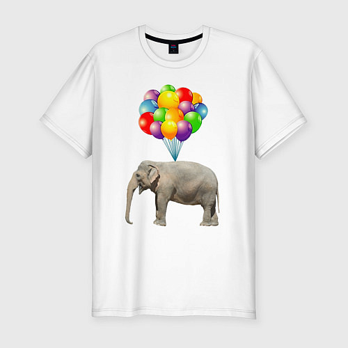 Мужская slim-футболка Воздушный слоник / Белый – фото 1