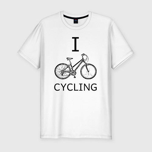 Мужская slim-футболка I love cycling / Белый – фото 1