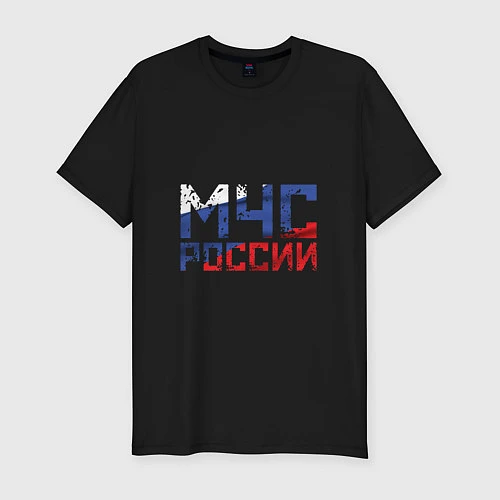 Мужская slim-футболка МЧС России / Черный – фото 1