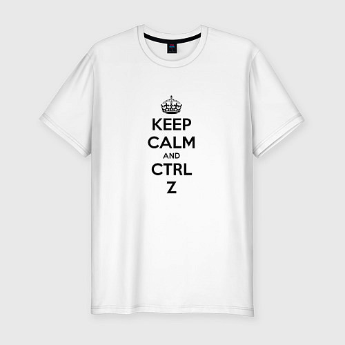 Мужская slim-футболка Keep Calm & Ctrl + Z / Белый – фото 1