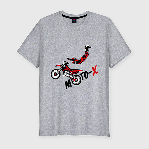 Мужская slim-футболка Moto-X / Меланж – фото 1