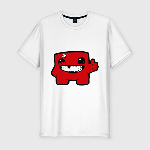 Мужская slim-футболка Super Meat Boy / Белый – фото 1