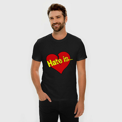 Мужская slim-футболка Hate is / Черный – фото 3