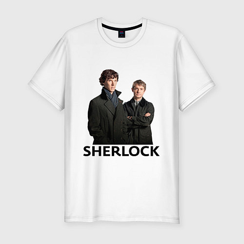 Мужская slim-футболка Sherlock / Белый – фото 1