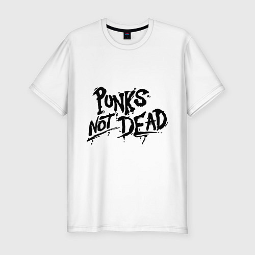 Мужская slim-футболка Punks not dead / Белый – фото 1