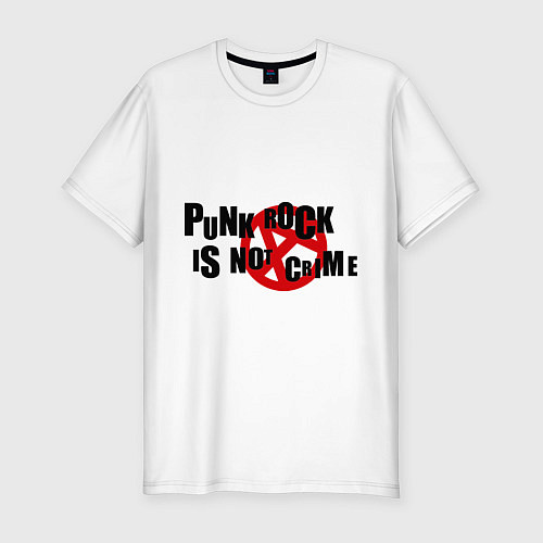 Мужская slim-футболка Punk Rock is not a crime / Белый – фото 1