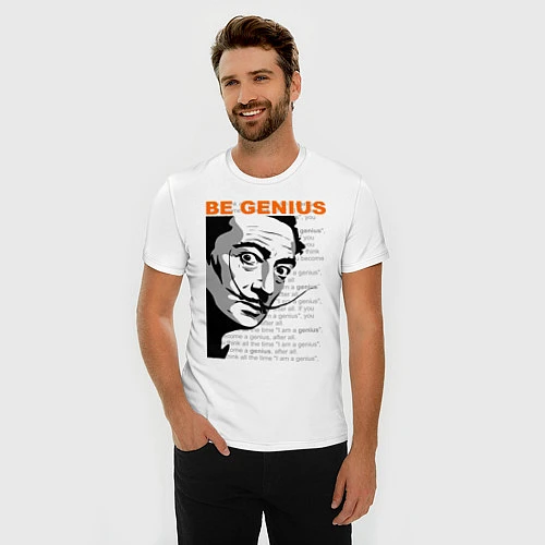 Мужская slim-футболка Dali: Be Genius / Белый – фото 3