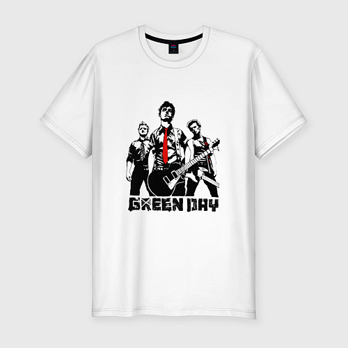 Мужская slim-футболка Группа Green Day / Белый – фото 1