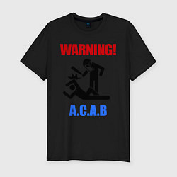 Мужская slim-футболка Warning A.C.A.B