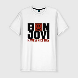 Футболка slim-fit Bon Jovi: Nice day, цвет: белый