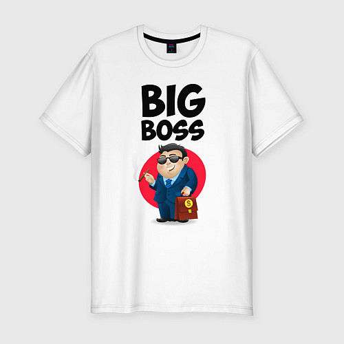 Мужская slim-футболка Big Boss / Начальник / Белый – фото 1