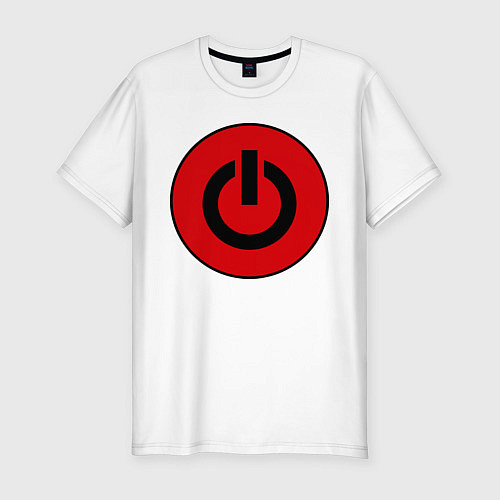 Мужская slim-футболка Power button / Белый – фото 1