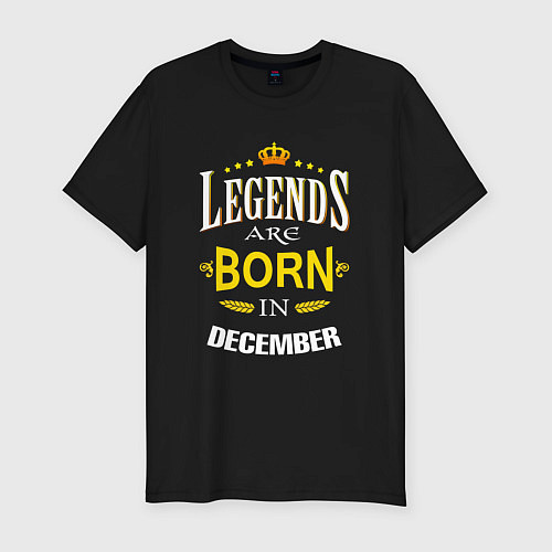 Мужская slim-футболка Legends are born in december / Черный – фото 1