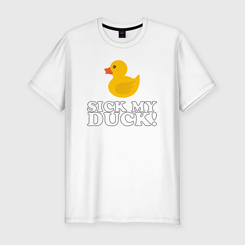 Мужская slim-футболка Sick my duck! / Белый – фото 1