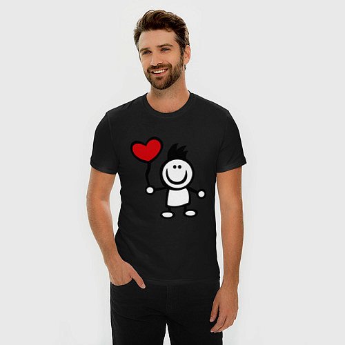 Мужская slim-футболка Для влюбленных / Черный – фото 3