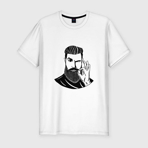 Мужская slim-футболка Мистер Борода / Белый – фото 1