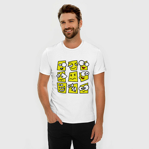 Мужская slim-футболка Смайликов кучка / Белый – фото 3