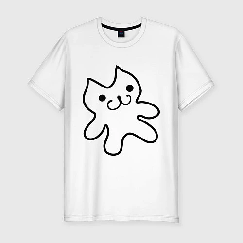 Мужская slim-футболка Котик Марио / Белый – фото 1