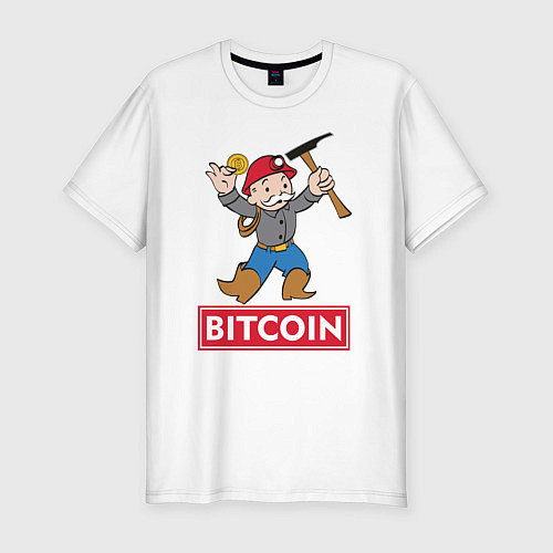 Мужская slim-футболка Bitcoin Miner / Белый – фото 1