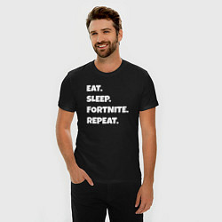 Футболка slim-fit Eat Sleep Fortnite Repeat, цвет: черный — фото 2