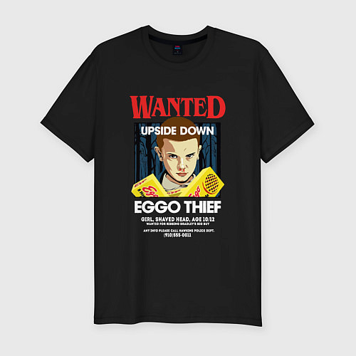 Мужская slim-футболка Wanted: Eggo Thief / 11 / Черный – фото 1