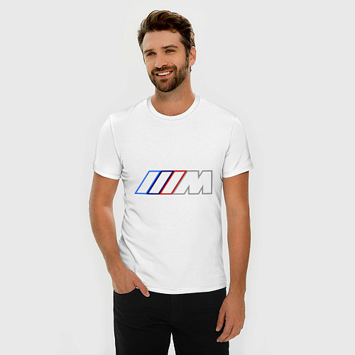 Мужская slim-футболка BMW Motor Contur / Белый – фото 3