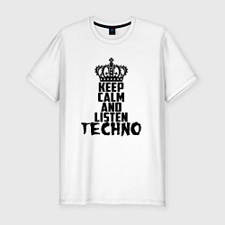 Мужская slim-футболка Keep Calm & Listen Techno