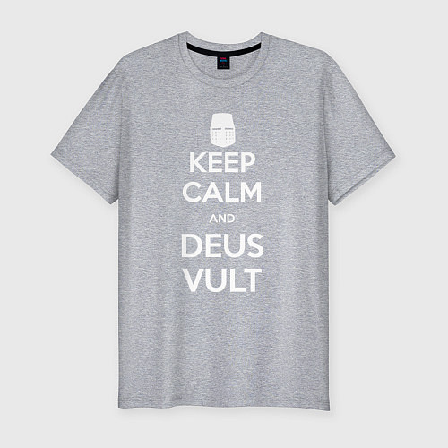 Мужская slim-футболка Keep Calm & Deus Vult / Меланж – фото 1