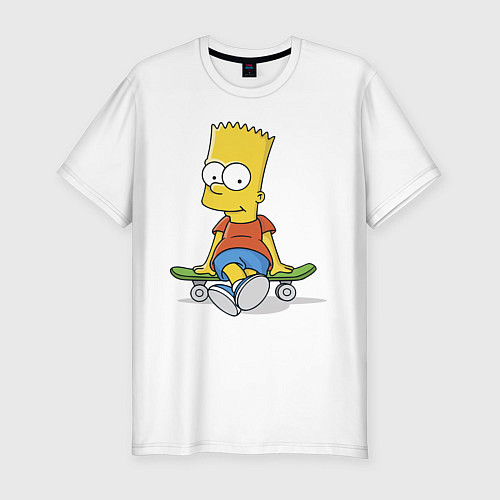 Мужская slim-футболка Барт на скейте / Белый – фото 1