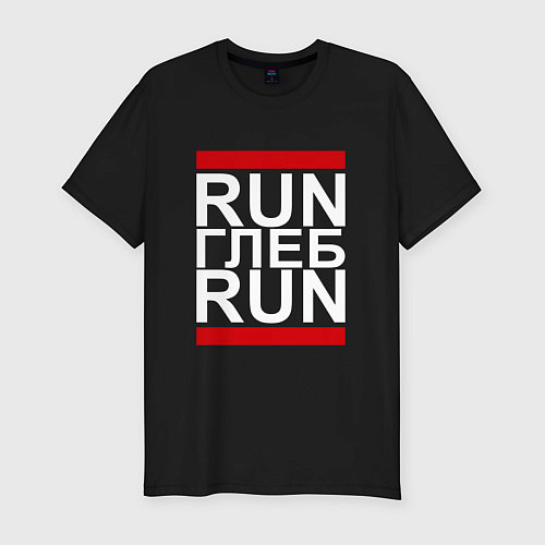 Мужская slim-футболка Run Глеб Run / Черный – фото 1
