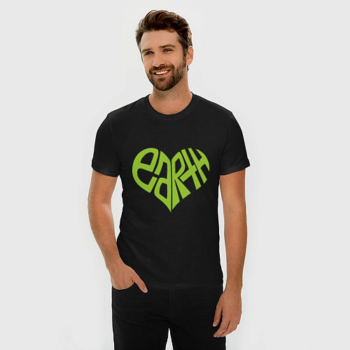 Мужская slim-футболка Earth Heart / Черный – фото 3