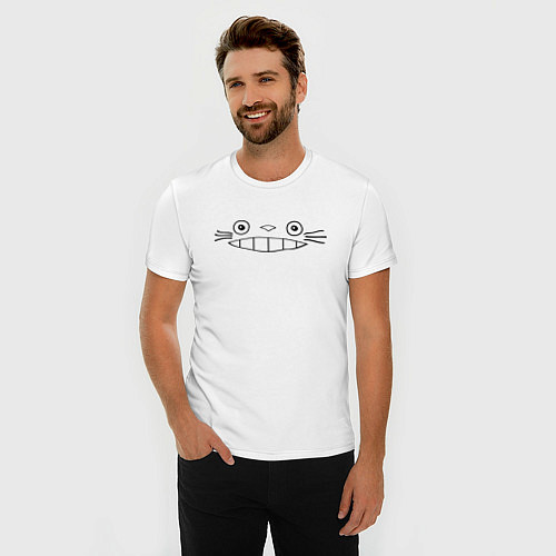 Мужская slim-футболка Totoro face / Белый – фото 3