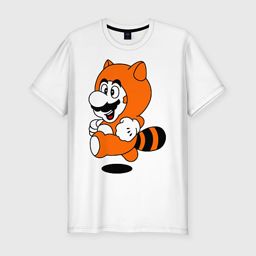 Мужская slim-футболка Mario In Tanooki Suit / Белый – фото 1
