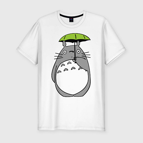 Мужская slim-футболка Totoro с зонтом / Белый – фото 1