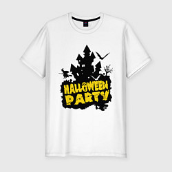Мужская slim-футболка Halloween party-замок