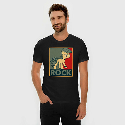 Мужская slim-футболка Rock Pony / Черный – фото 3