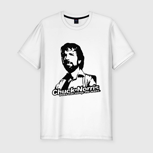 Мужская slim-футболка Chuck Norris: He Waits / Белый – фото 1