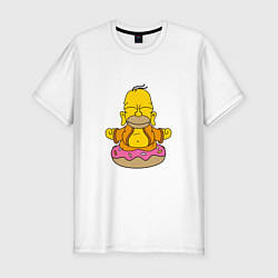 Мужская slim-футболка Гомер на пончике