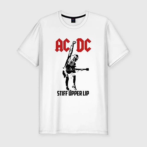 Мужская slim-футболка AC/DC: Stiff Upper Lip / Белый – фото 1