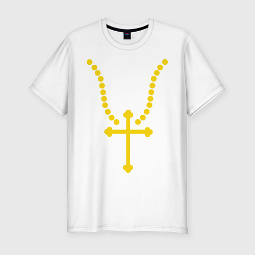 Мужская slim-футболка Костюм священника / Белый – фото 1