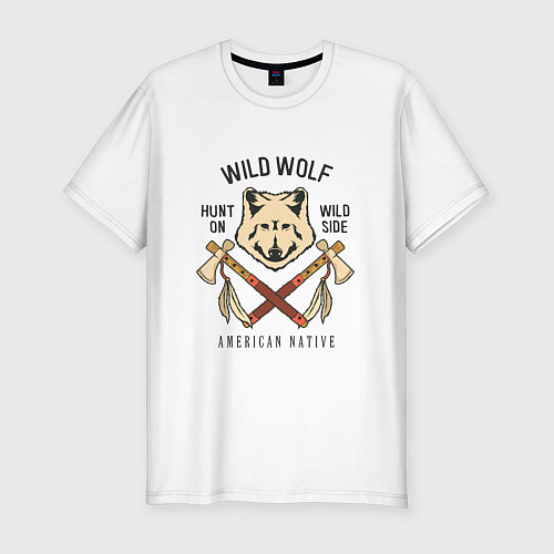 Мужская slim-футболка Wild Wolf / Белый – фото 1