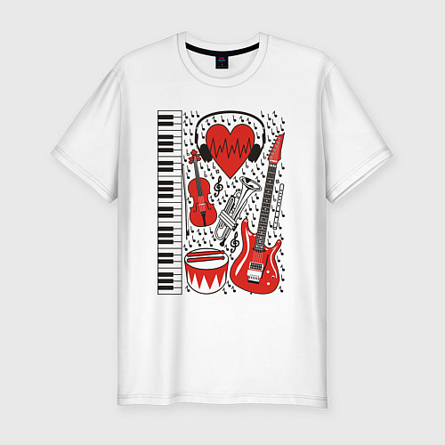 Мужская slim-футболка Истинный меломан / Белый – фото 1